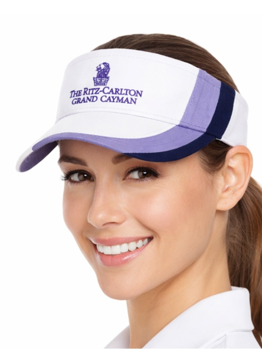 The Ritz Carlton Grand Cayman Golf Visor Womens Purple White Kate Lord